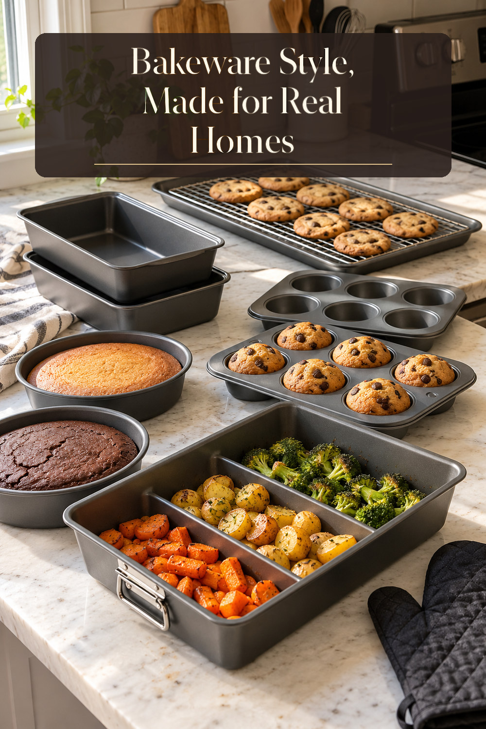 A realistic bakeware used naturally in a softly lit kitchen at home.