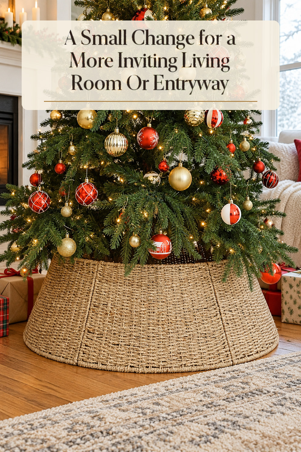 A realistic holiday decoration used naturally in a softly lit living room or entryway at home.
