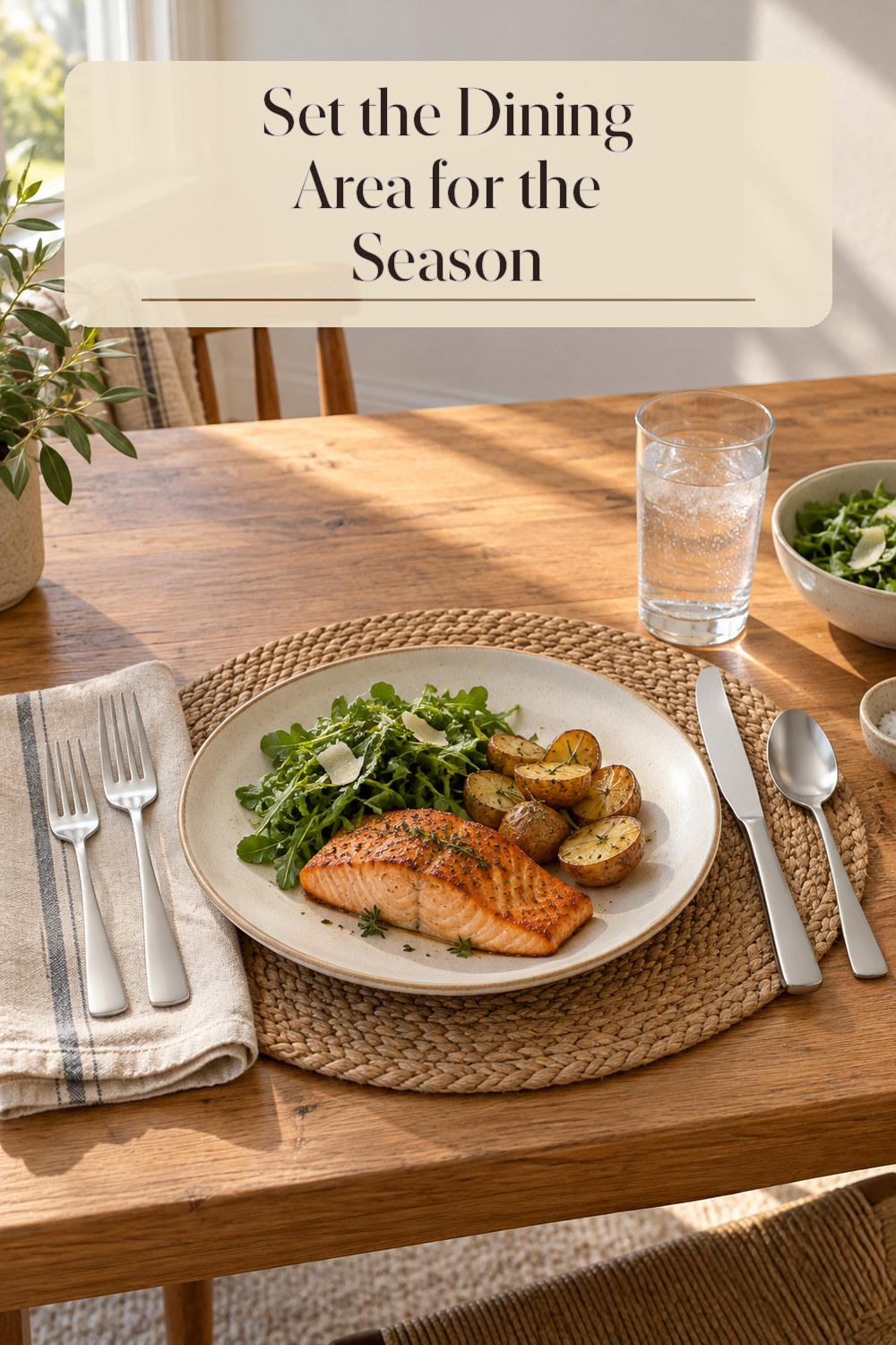 A realistic flatware set used naturally in a softly lit dining area at home.