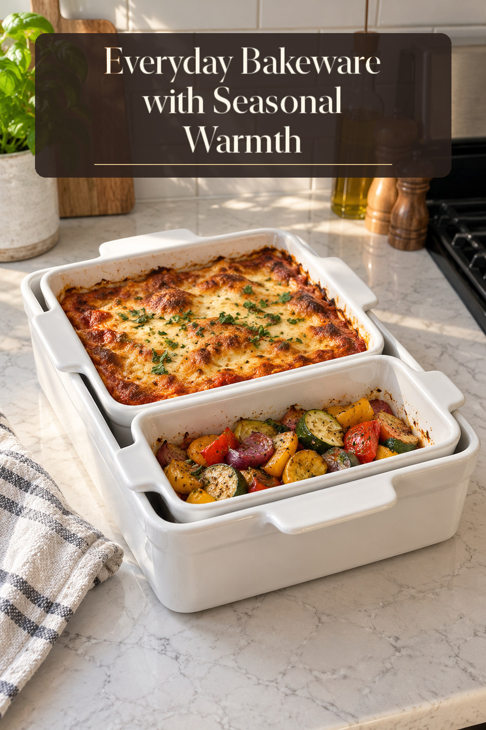 A realistic bakeware used naturally in a softly lit kitchen at home.