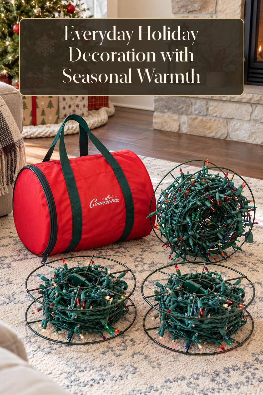 A realistic holiday decoration used naturally in a softly lit living room or entryway at home.