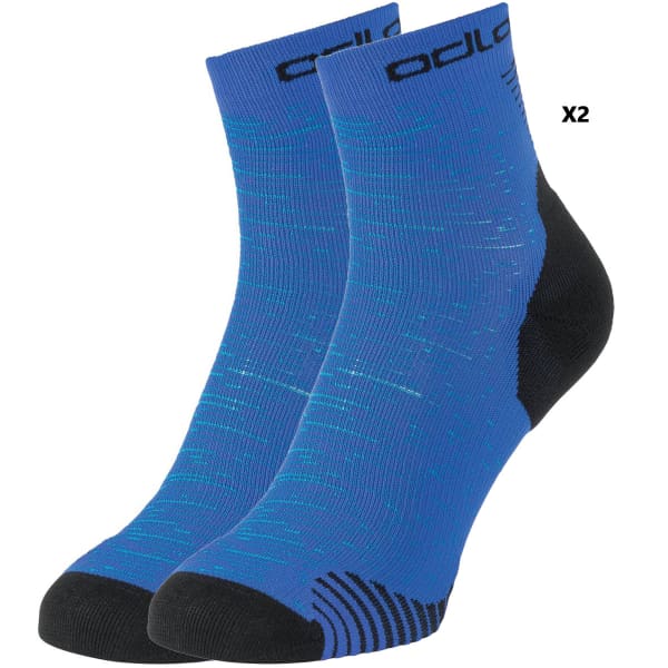 ODLO-MEDIUM CERAMICOOL RUN 2 LOT DE 2 BLACK-WHITE-NEBULAS BLUE - Running  socks