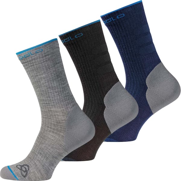 odlo chaussettes longues allround pack x3 - bleu / noir / gris - taille 36/38 2024