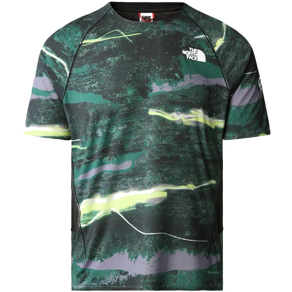 THE NORTH FACE M SUMMIT HIGH TRAIL RUN S S DEEP GRASS GREEN LIGHT PAINTING PRINT Trail running T shirt