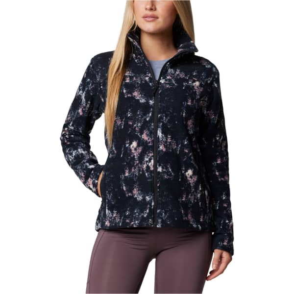 Printed fleece jacket women's best sale