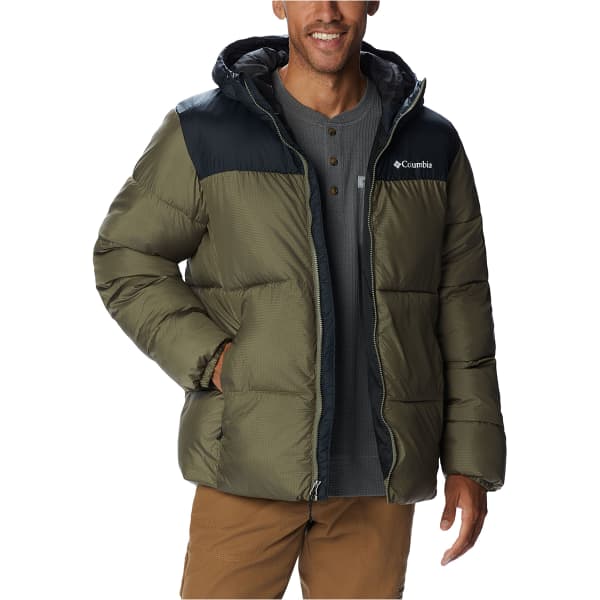 COLUMBIA PUFFECT HOODED JACKET STONE GREEN/BLACK - Down jacket