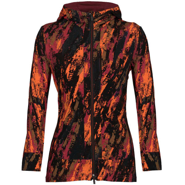 ICEBREAKER W QUANTUM III LS ZIP HOODIE SEDIMENTARY CHERRY FLASH BLACK AOP 23
