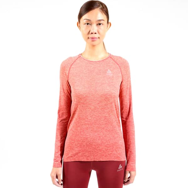 ODLO-TS CREW NECK L/S ESSENTIAL SEAMLESS W CINNABAR MELANGE