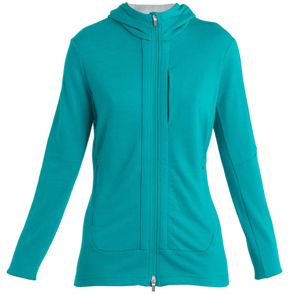 ICEBREAKER W QUANTUM III LS ZIP HOOD FLUX GREEN ETHER CB Hiking fleece jacket