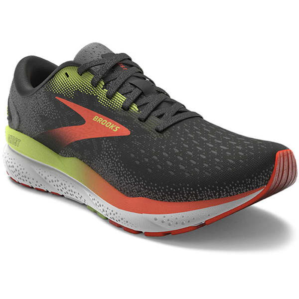 BROOKS GHOST 16 BLACK MANDARIN RED GREEN Running shoe