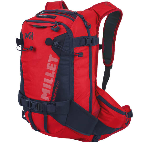 送料無料 お MILLET-STEEP esquí Mochila - SAPHIR/ROUGE 27 PRO スノーボード