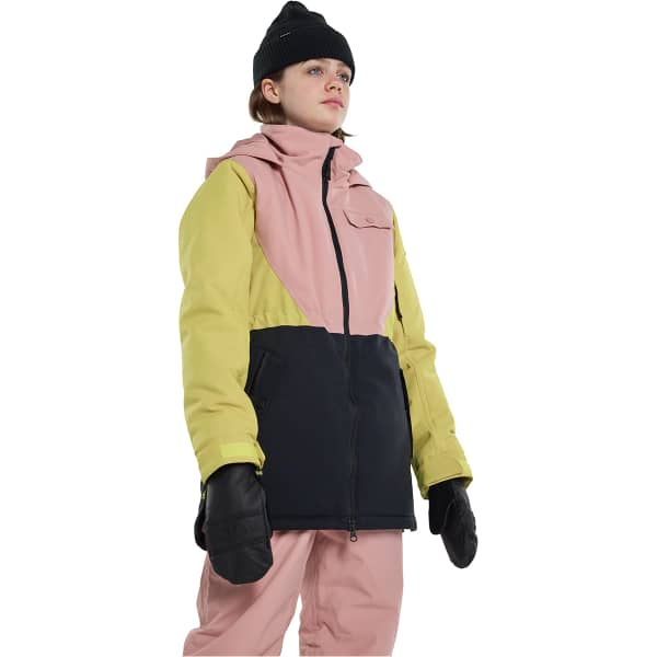 BURTON GIRLS' KHIONE 2L JACKET POWDER BLUSH/SULFUR/TRUE BLACK