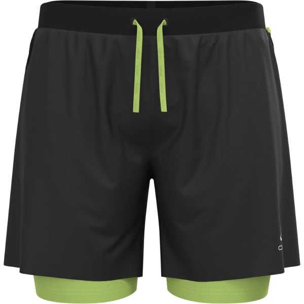 ODLO X ALP TRAIL 6 INCH 2 IN 1 SHORT BLACK SHARP GREEN Trail running shorts