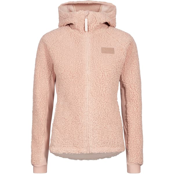 Beige High-pile fleece hooded down coat