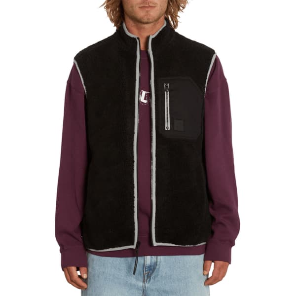 VOLCOM MUZZER FUZZAR VEST BLACK Snowboard fleece jacket