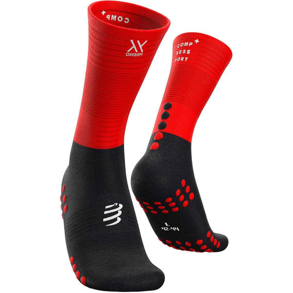 COMPRESSPORT-MID COMPRESSION SOCKS BLACK/RED - Chaussette compression