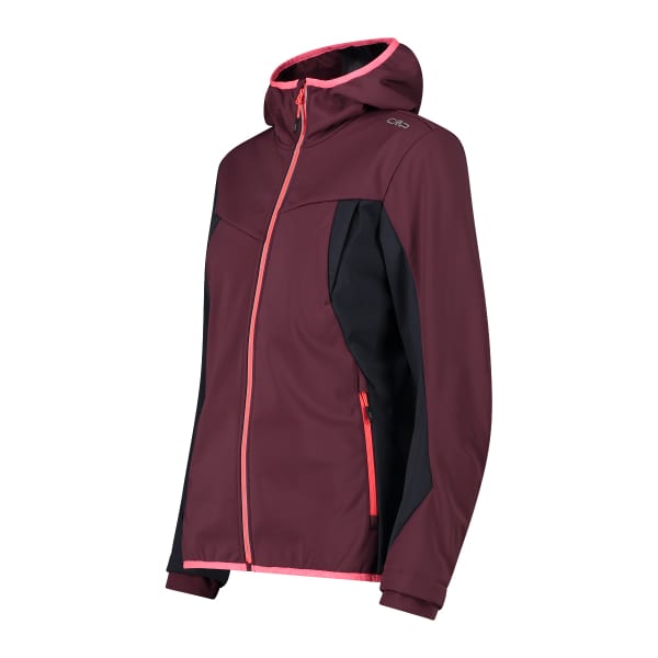 JACKET CMP-WOMAN jacket HOOD - BURGUNDY Softshell FIX