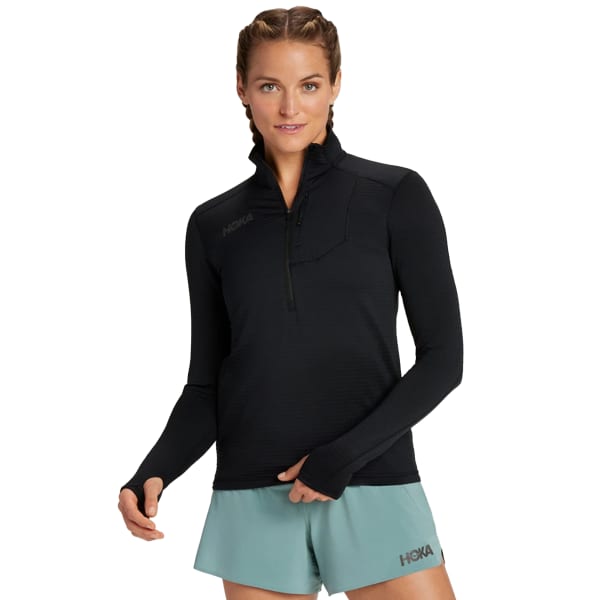 HOKA ONE ONE W 1/2 ZIP BLACK - Trail running T-shirt
