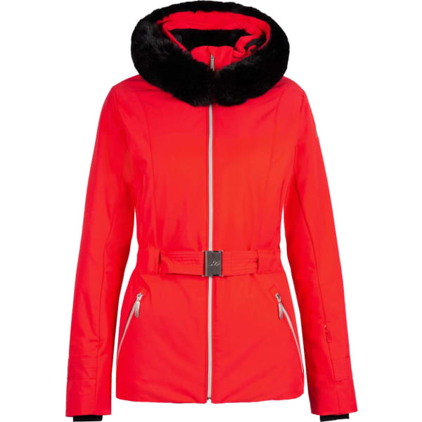 Womens red ski jacket with fur hood online