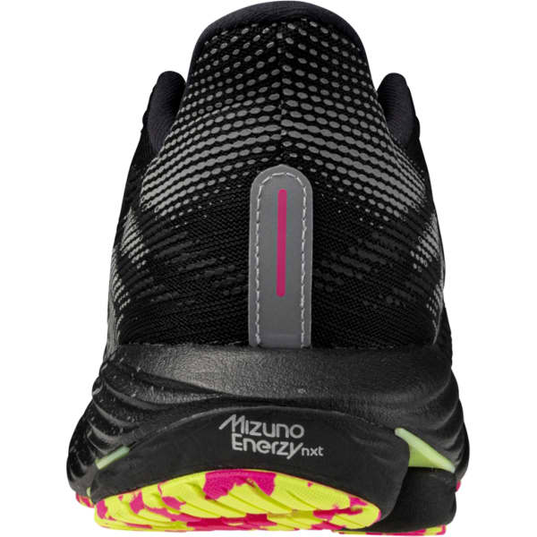 MIZUNO-WAVE RIDER 28 BLACK/SILVER/SUNNY LIME - Running shoe