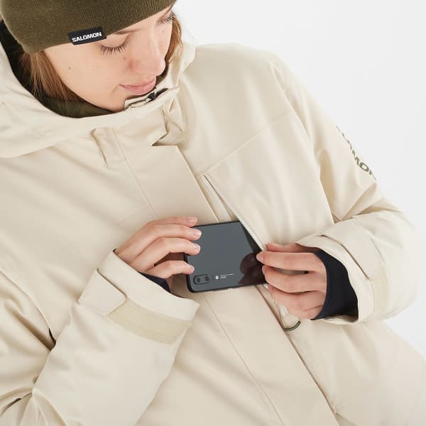 SALOMON STANCE CARGO JACKET W ALMOND MILK - Ski jacket
