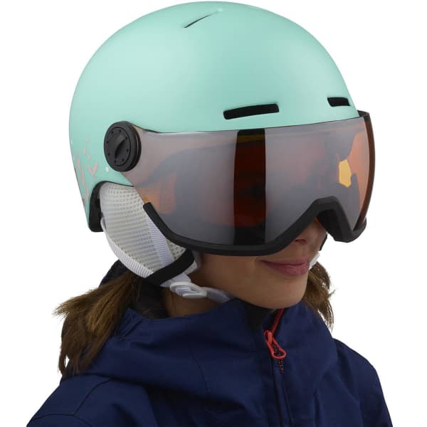 Salomon GROM VISOR ARUBA ヘルメット Mサイズ SALOMON GROM VISOR KIDS ARUBA ARUBA GLOSSY/UNIV - Ski helmet