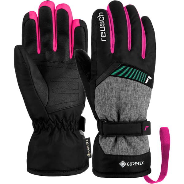 REUSCH-FLASH GORE-TEX JR BLACK/BLACK MELANGE/PINK GLO - Skihandschuhe