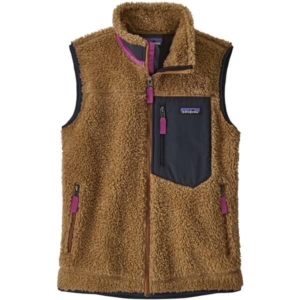 PATAGONIA-W'S CLASSIC RETRO-X VEST NEST BROWN W/PITCH BLUE - Fleece jacket