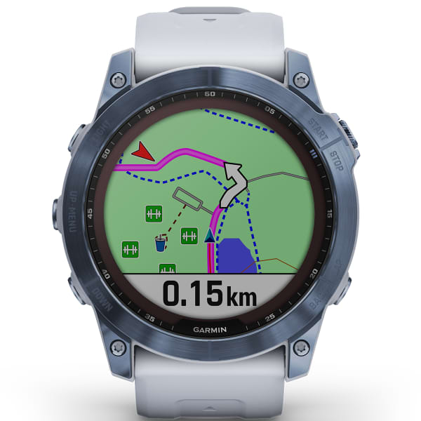 Montre cardio GPS pour le sport trail running GARMIN fenix 7x pro sapphire  solar ti