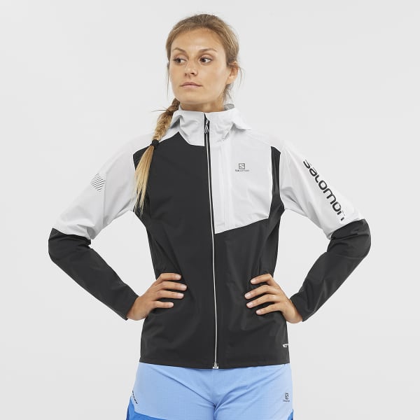 SALOMON-BONATTI TRAIL JKT W BLACK WHITE - Trail running jacket SALOMON-BONATTI TRAIL JKT W BLACK WHITE - Trail running jacket