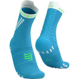 Compressport Pro Racing Socks V3.0 Trail - Chaussettes Trail Running Hautes, Stabilité Extrême, Amortissement 3D.Dots, Ultra-Respirantes, Protection Cheville