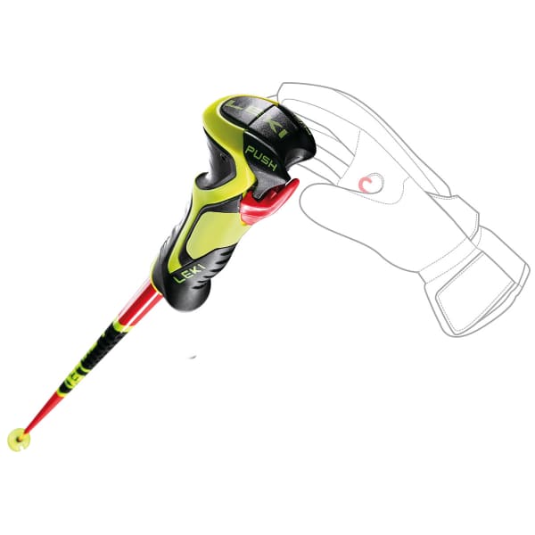 LEKI WORLDCUP LITE SL 3D RED/BLACK/NEON YELLOW - Alpine ski poles