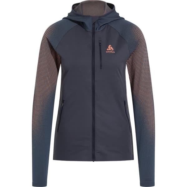 ODLO-X-ALP PK WINDPROOF MID LAYER FULL ZIP W INDIA INK/LIVE WIRE