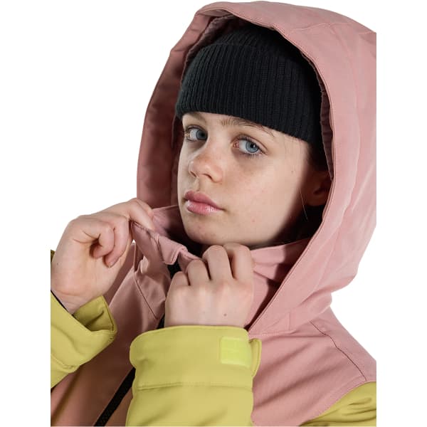 BURTON GIRLS' KHIONE 2L JACKET POWDER BLUSH/SULFUR/TRUE BLACK