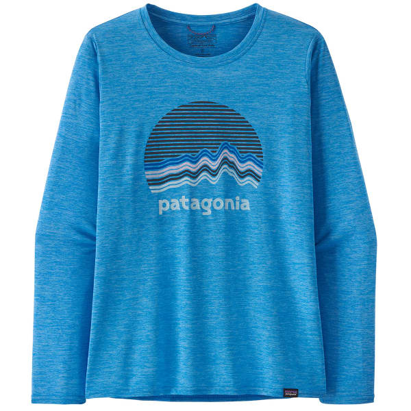 PATAGONIA-W'S L/S CAP COOL DAILY GRAPHIC SHIRT RIDGE RISE MOONLIGHT: VESSEL  BLUE X-DYE - Hiking T-shirt