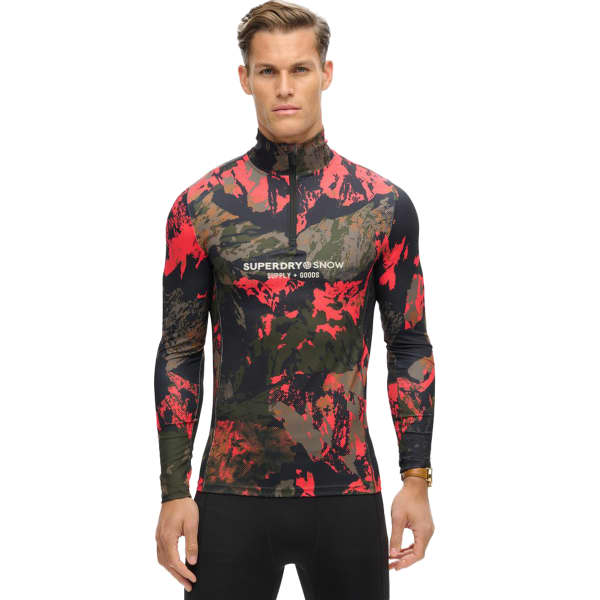 SUPERDRY BASE LAYER HALF ZIP TOP VOLCANIC MOUNTAIN ORANGE - T