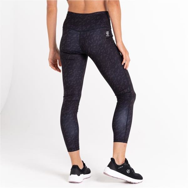 Women's Influential 7/8 Gym Leggings - Black Leaf Flow Print