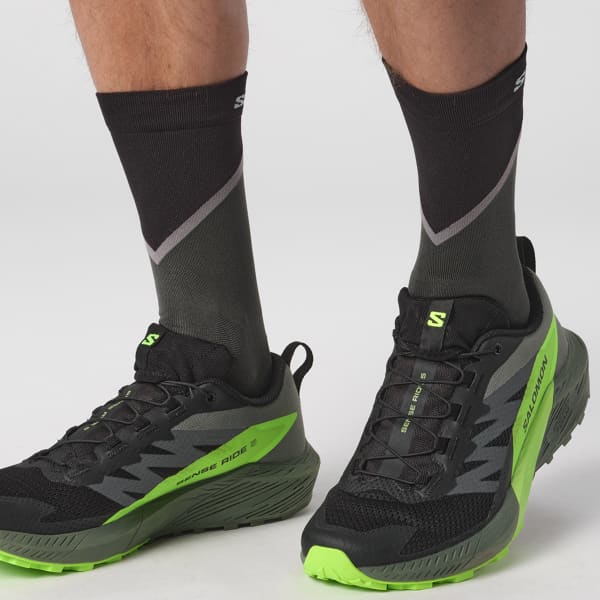 SALOMON SENSE RIDE 5 BLACK LAUREL WREATH GREEN GECKO Trail