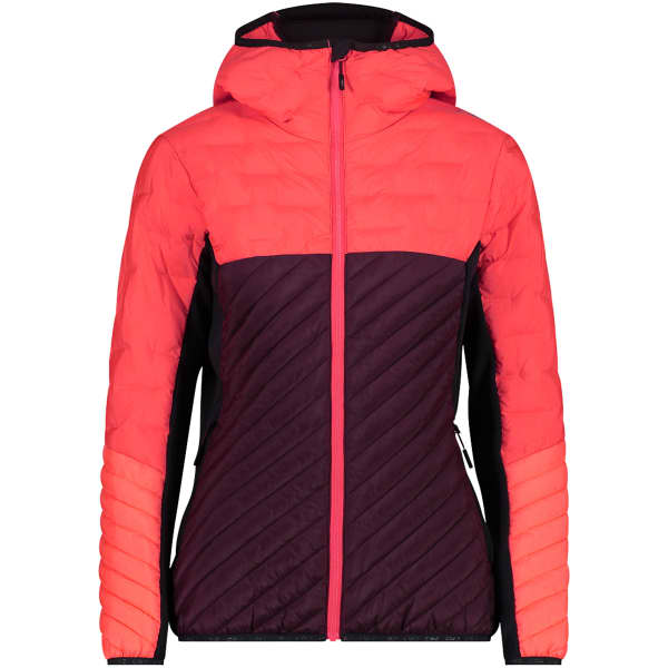 jacket HYBRID down - JACKET HOOD BURGUNDY Ski FIX CMP-WOMAN