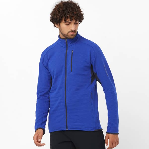 SALOMON-ESSENTIAL LTWARM FZ M SURF THE WEB/NIGHT - Fleece jacket