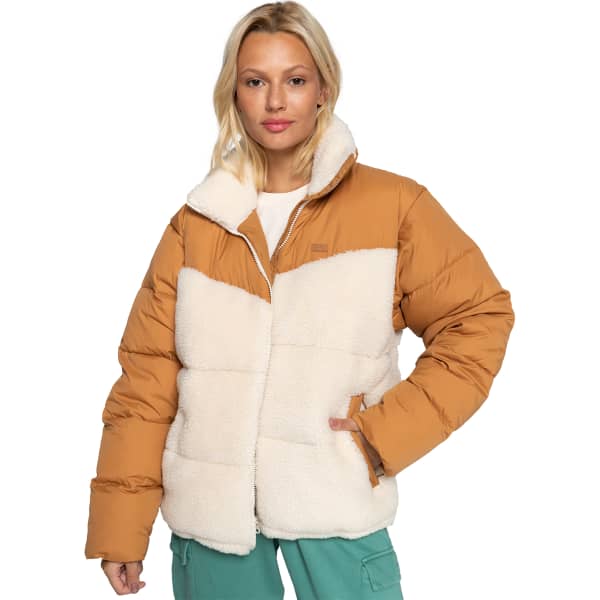 Sherpa puffer jacket womens top