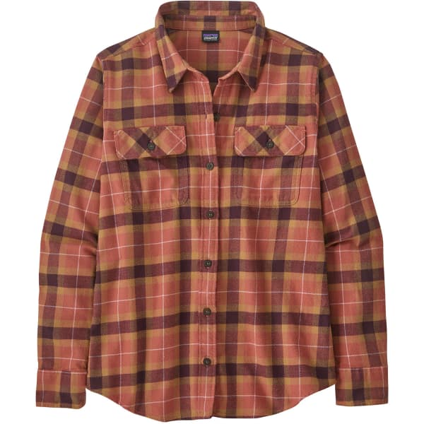 PATAGONIA W S L S ORGANIC COTTON MW FJORD FLANNEL SHIRT VISTA BURL RED 24