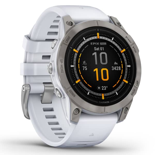 GARMIN-EPIX PRO (G2) 47MM SAPPHIRE/TITANE WHITE - Montre cardio GPS