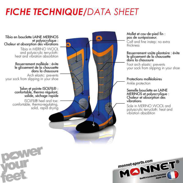 Chaussettes ski monnet gel protech top