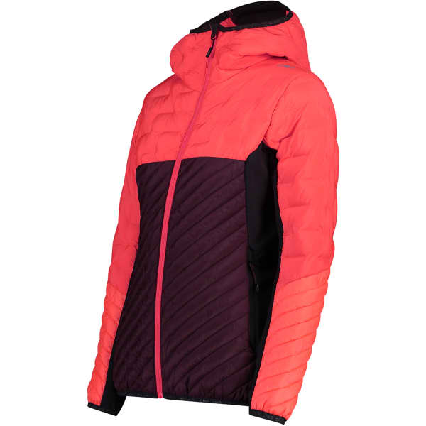 CMP-WOMAN JACKET HYBRID FIX HOOD BURGUNDY - Ski down jacket