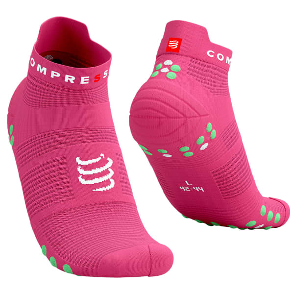 COMPRESSPORT-PRO RACING SOCKS RUN LOW HOT PINK/SUMMER GREEN