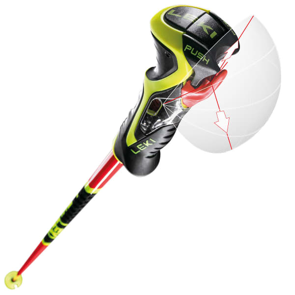 LEKI WCR SL 3D RED/BLACK/NEON YELLOW - Alpine ski poles