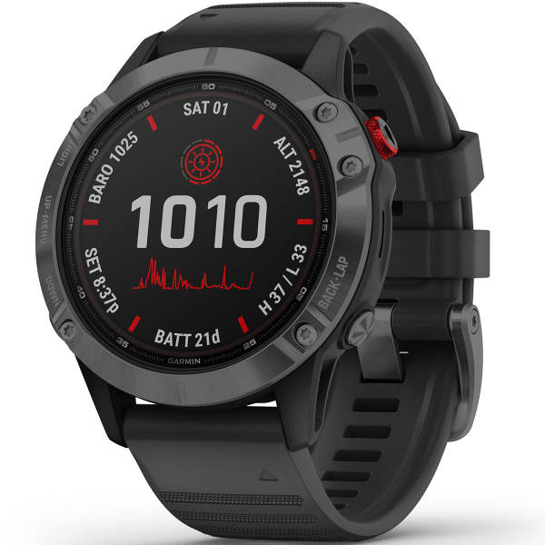 GARMIN FENIX 6 PRO SOLAR GRAY W BLACK BAND 21