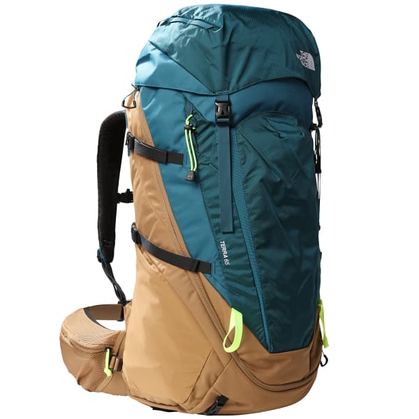 Blue and yellow north face backpack on sale
