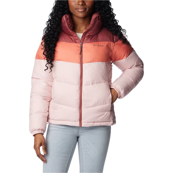 COLUMBIA PUFFECT COLOR BLOCK JKT W DUSTY PINK FADED PEACH BEETROOT 24